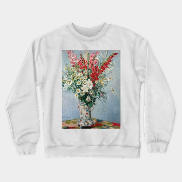 Bouquet of Gladioli, Lilies and Daisies by Claude Monet Crewneck Sweatshirt by Classic Art Stall